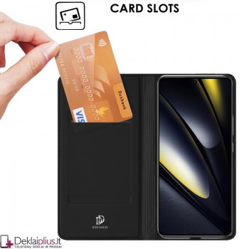 Dux Ducis Skin Pro dirbtinės odos dėklas - juodas (Xiaomi Poco F6 5G)
